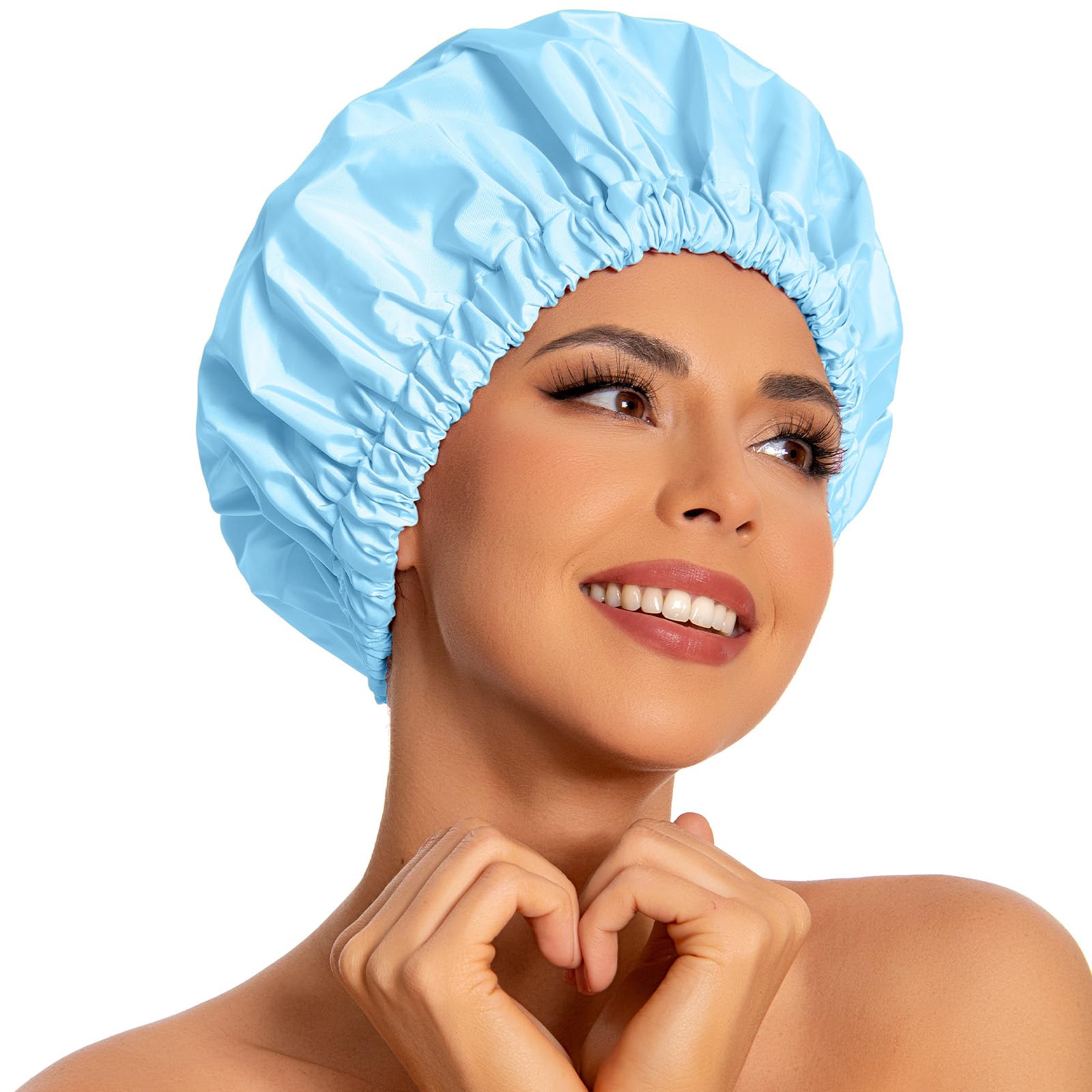 Gorro de ducha Edoneery para mujer, tamaño grande, mantiene el cabello seco durante la ducha.