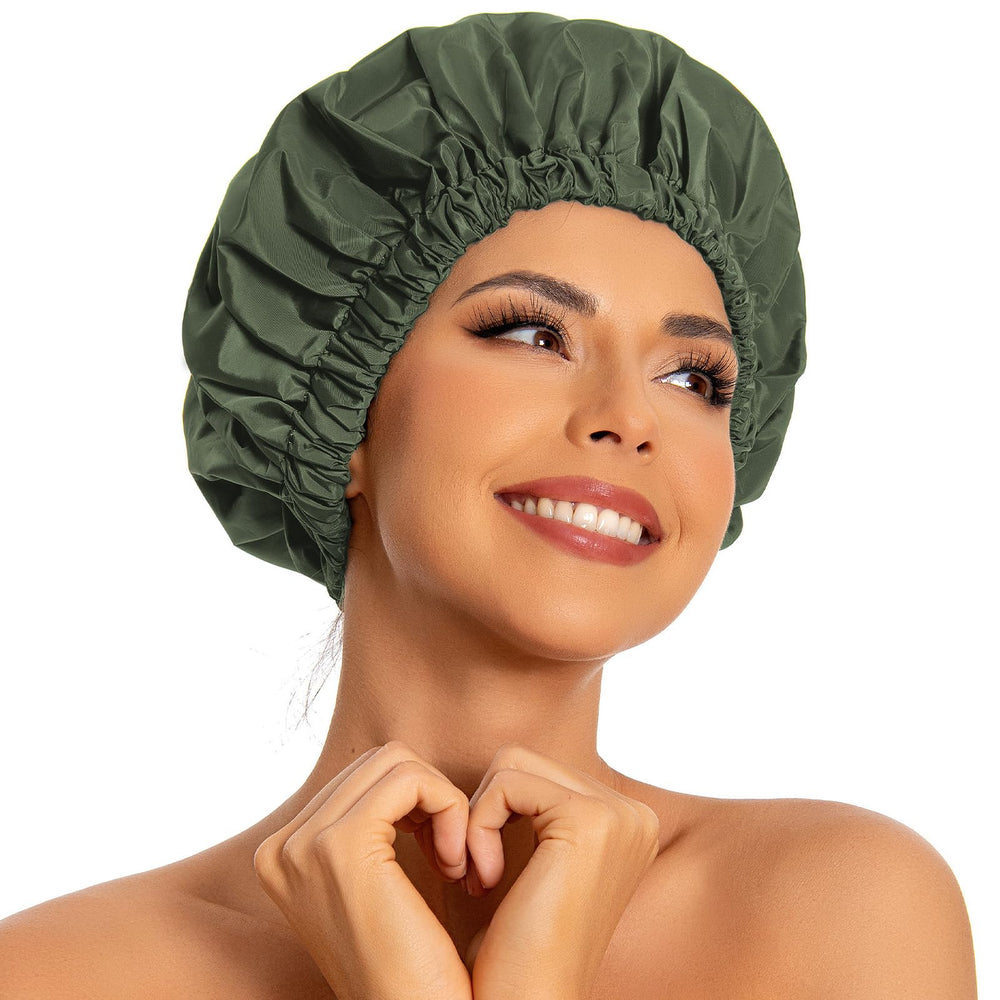 Gorro de ducha Edoneery para mujer, gran tamaño, mantiene el cabello seco durante la ducha.