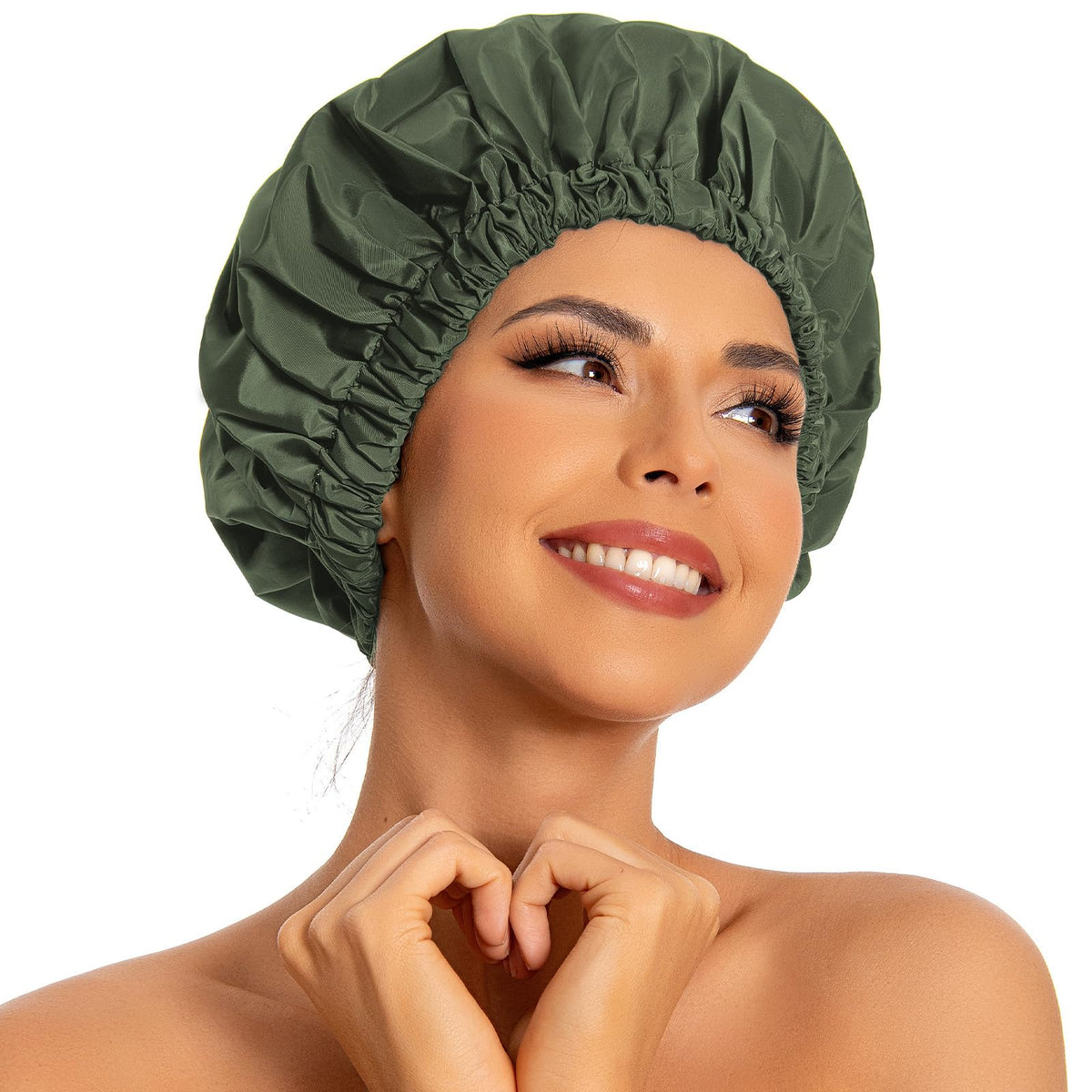 Gorro de ducha Edoneery para mujer, gran tamaño, mantiene el cabello seco durante la ducha.