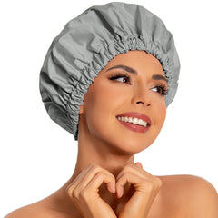 Gorro de ducha Edoneery para mujer, pelo largo, mantiene el cabello seco.
