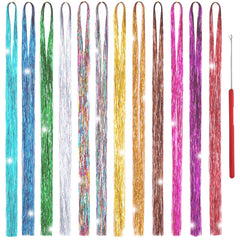 Edoneery Hair Tinsel 12 colors 48 inches adds festival sparkle to any style