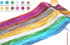 Edoneery hair tinsel closeup shows vibrant strands for dazzling party looks
