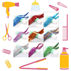 Edoneery Hair Tinsel clip-or-tie application offers easy, damage-free styling