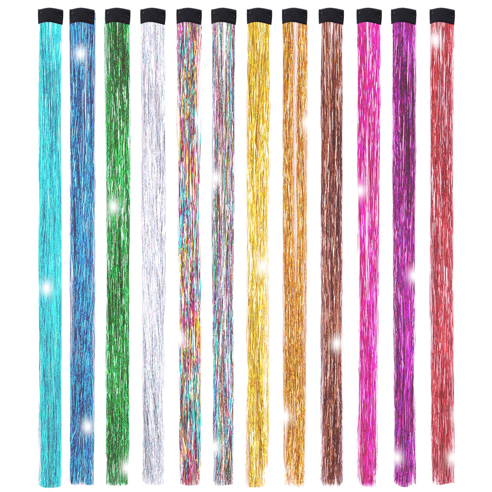 Edoneery hair tinsel kit with 12 colors ready for mixing and styling