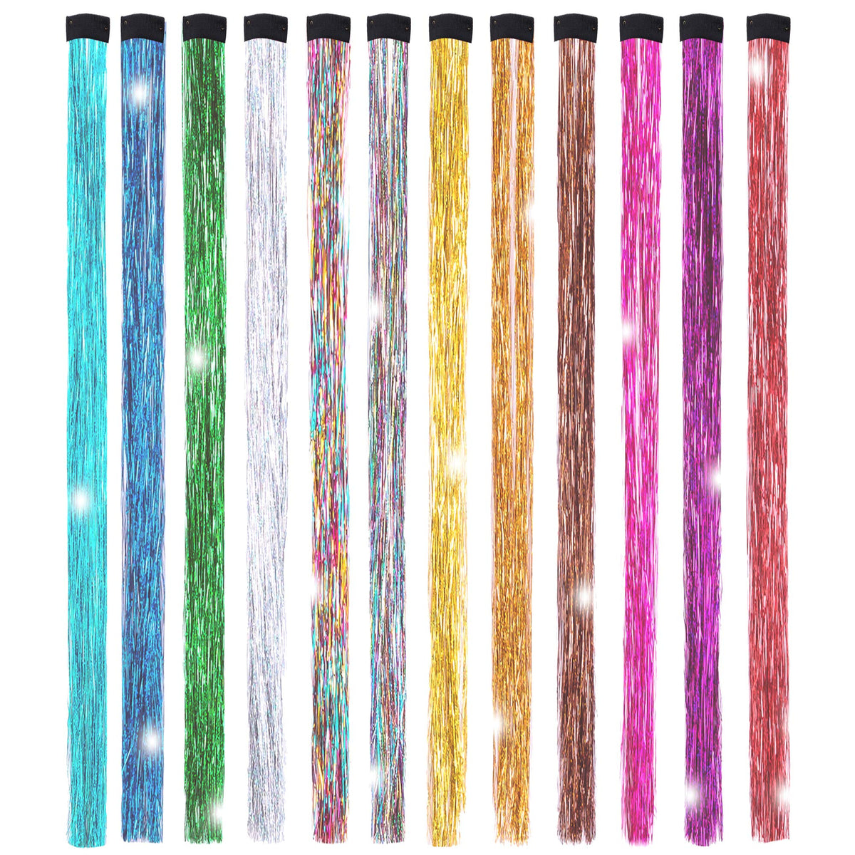 Edoneery hair tinsel kit with 12 colors ready for mixing and styling