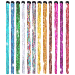 Edoneery hair tinsel kit with 12 colors ready for mixing and styling