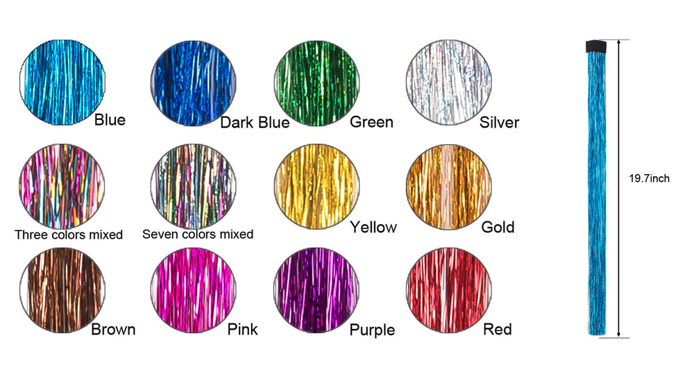 Edoneery sky blue hair tinsel highlights for daily sparkle