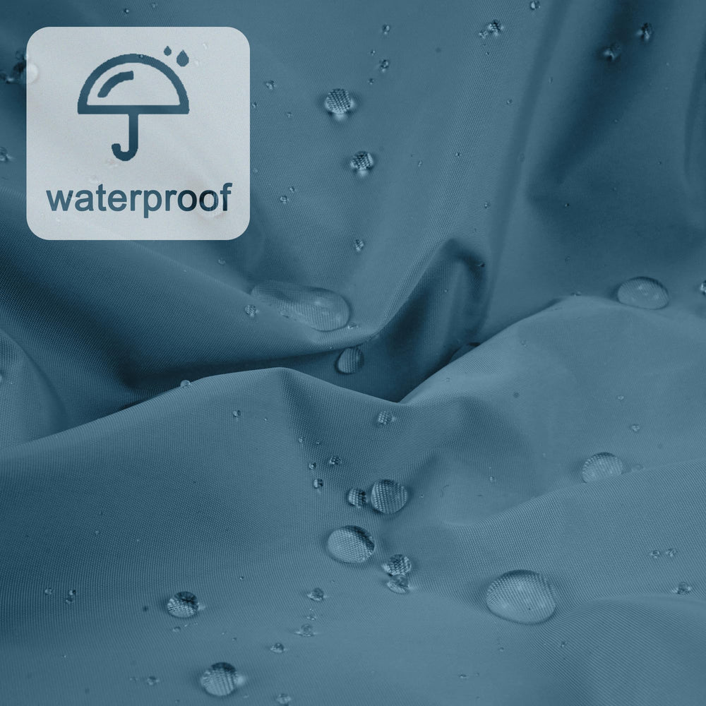 Edoneery haze blue shower cap closeup on durable waterproof fabric and coating.