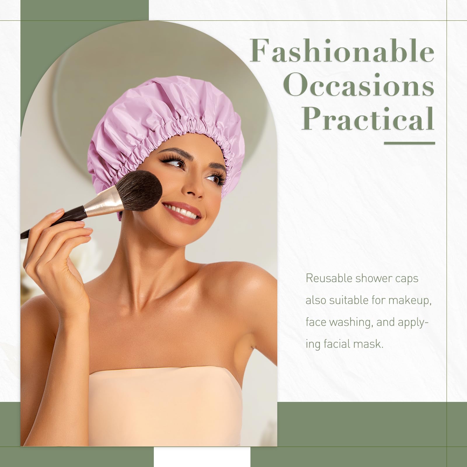 Edoneery shower cap, elastic-band close-up, secure fit for all head sizes