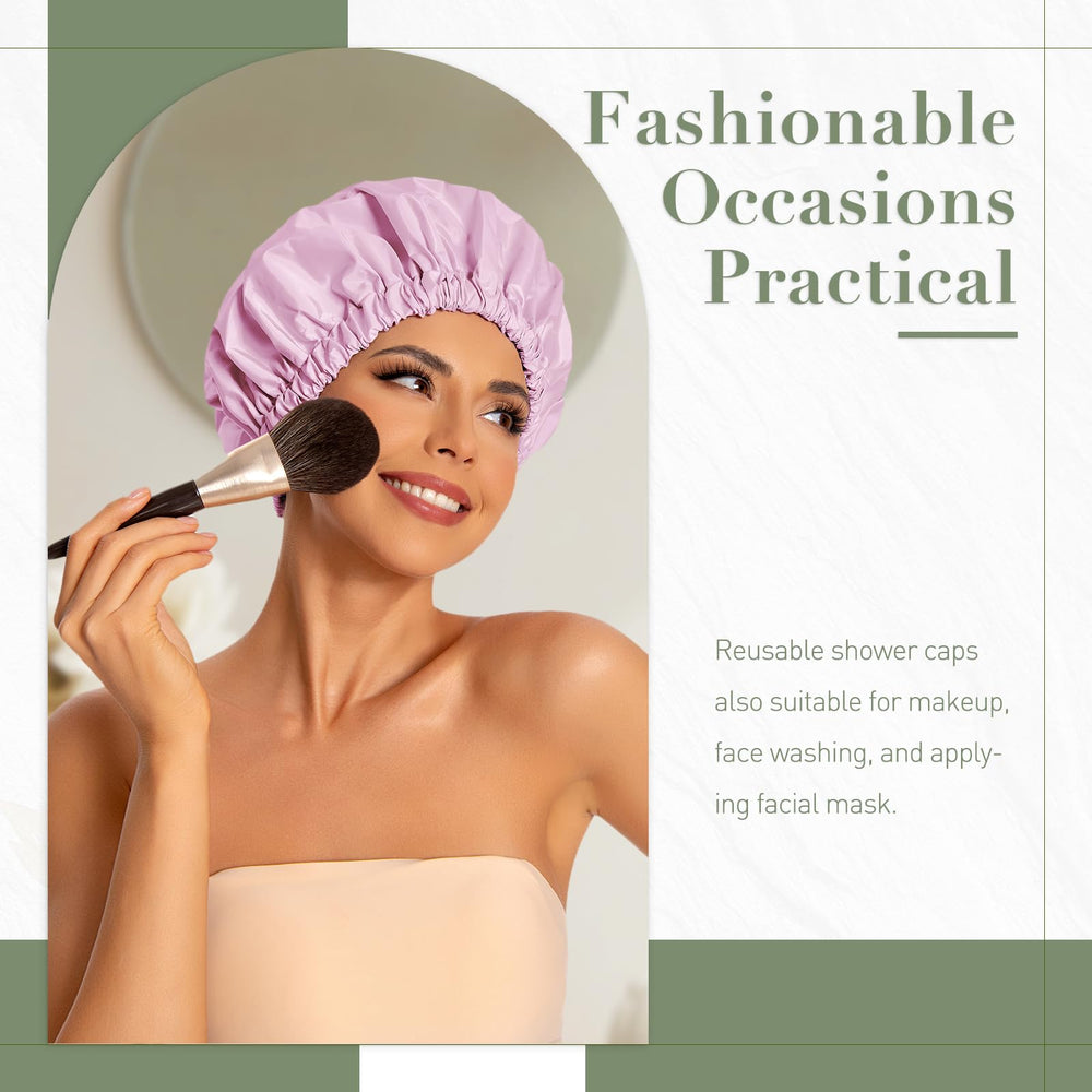 Edoneery shower cap, elastic-band close-up, secure fit for all head sizes