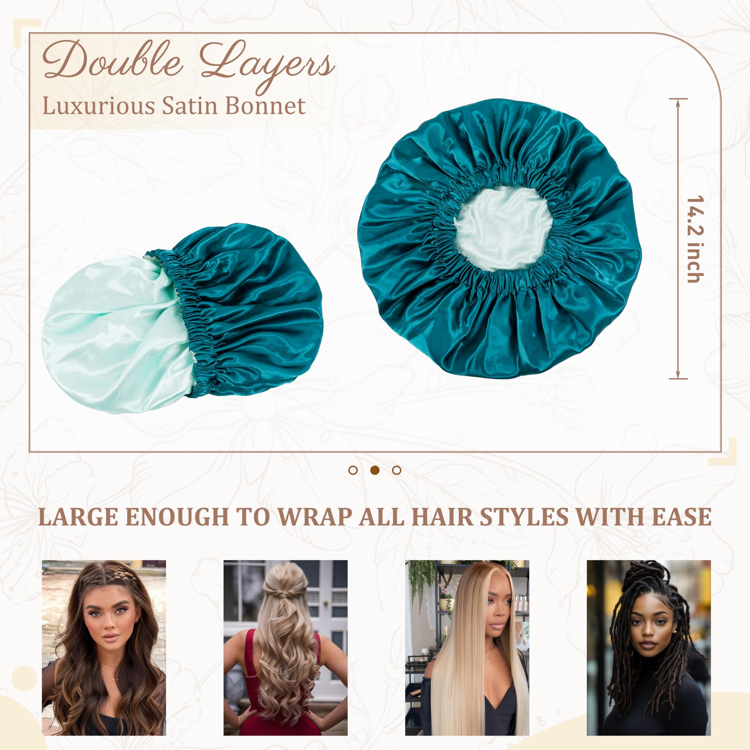 Edoneery satin bonnet blue zircon double-layer design adds protection and elegance.
