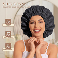 Edoneery satin bonnet double-layer design adds protective style for nights.
