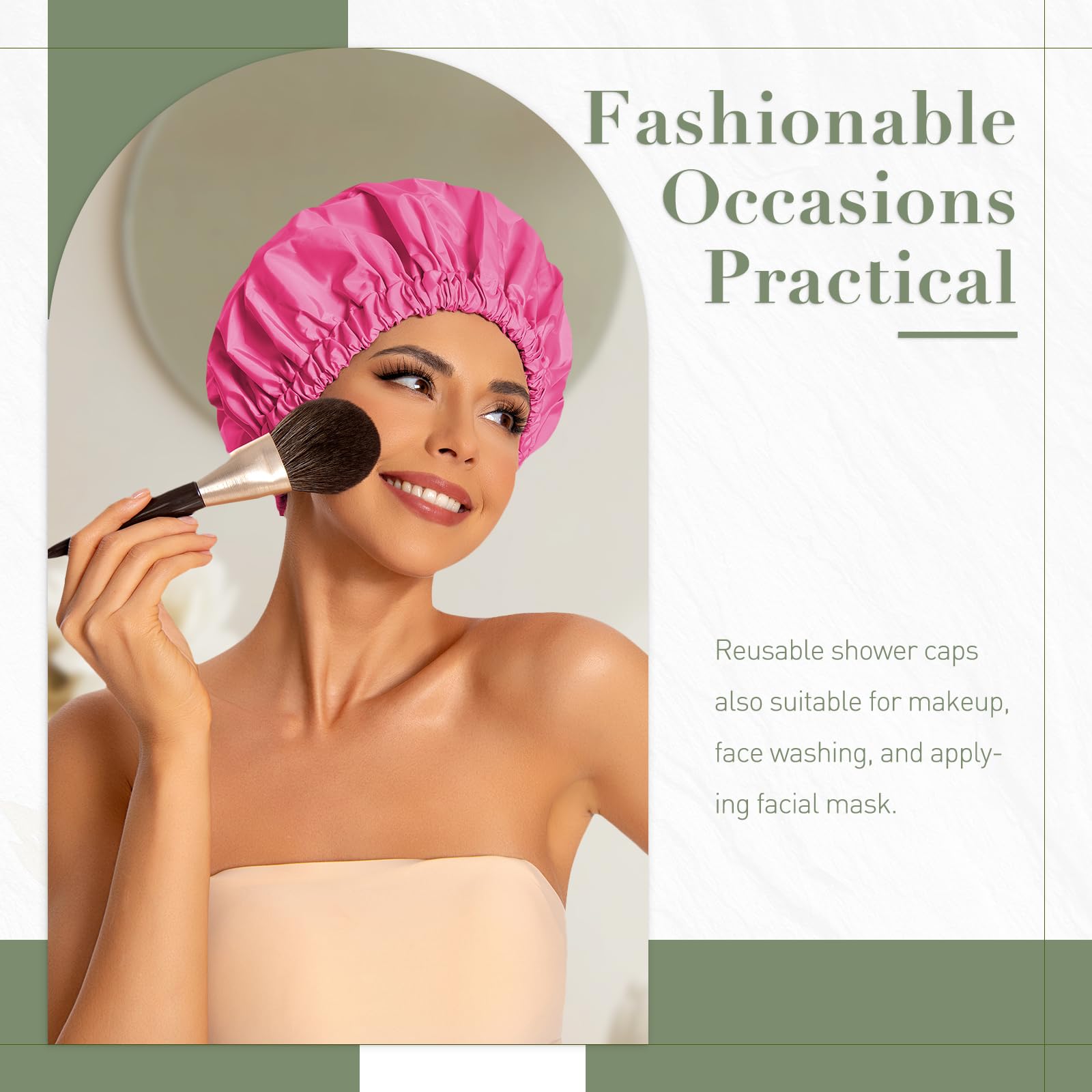 Edoneery shower cap rose red elastic band close-up showing strong stretch