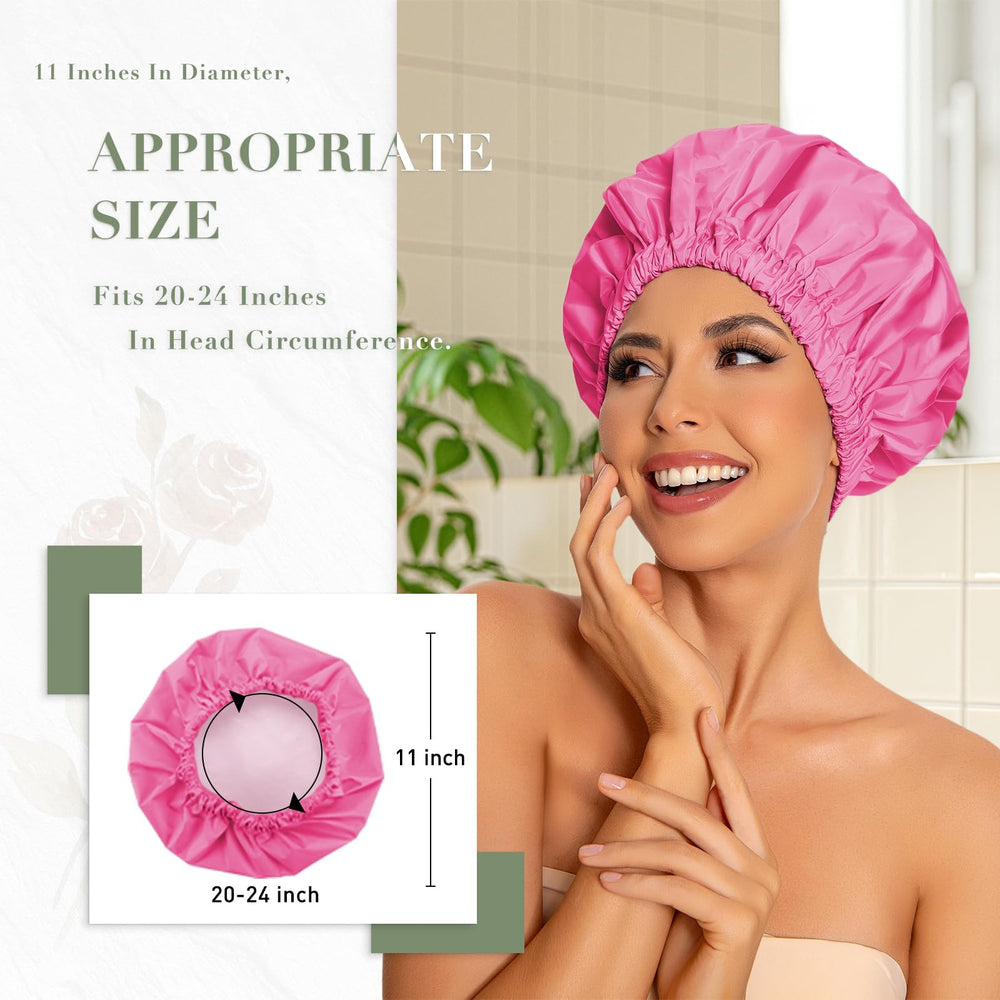 Edoneery shower cap rose red waterproof fabric provides splash protection