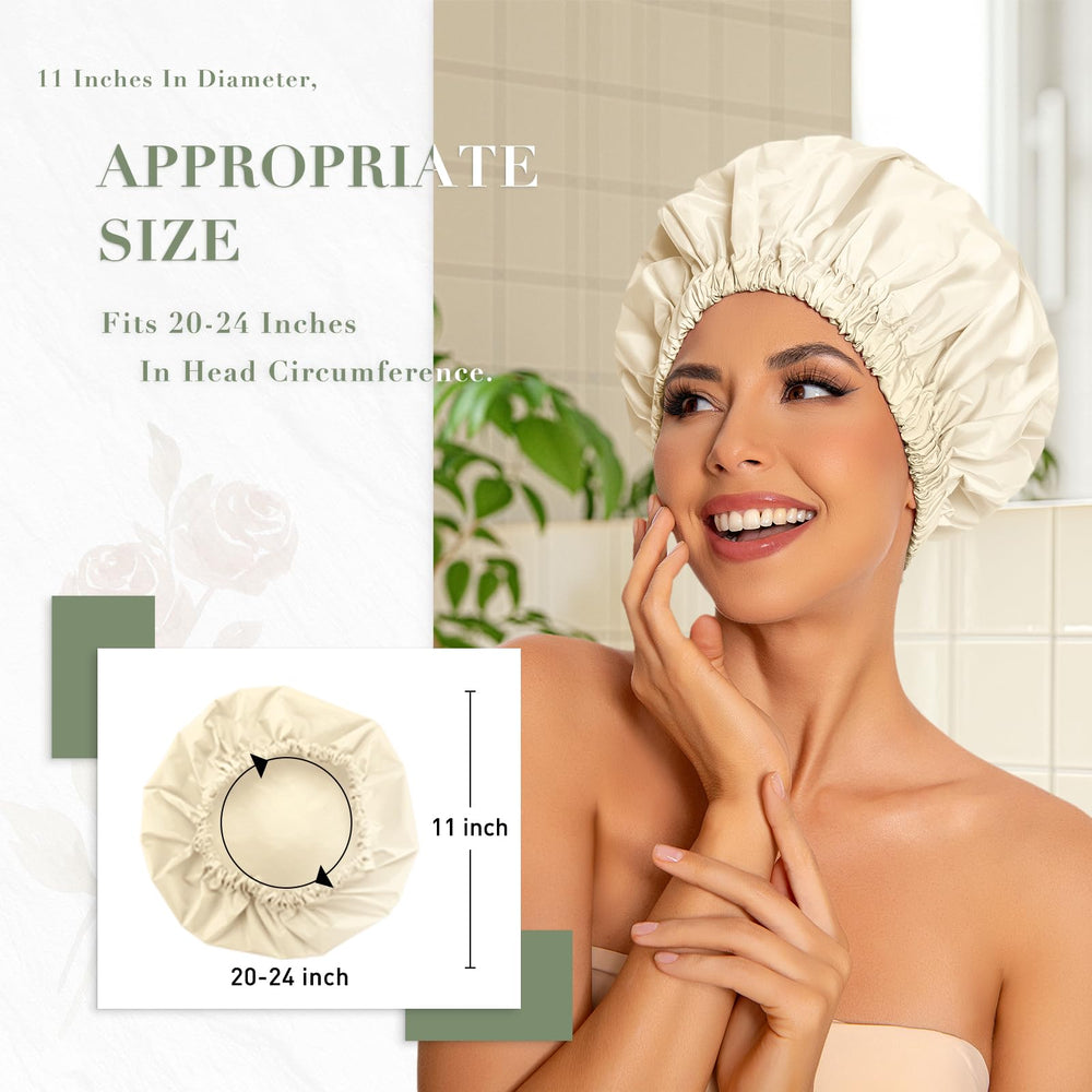 Edoneery shower cap wide diameter protects long hair and braids.