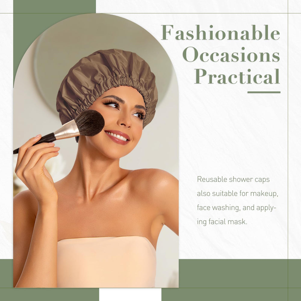 Edoneery waterproof cap with elastic band protects long hair during showers