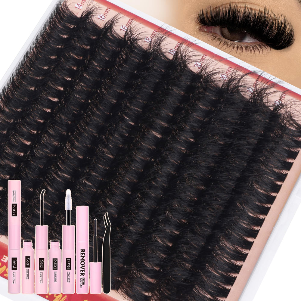 Eefofnn fluffy lash clusters kit for dramatic volume at home