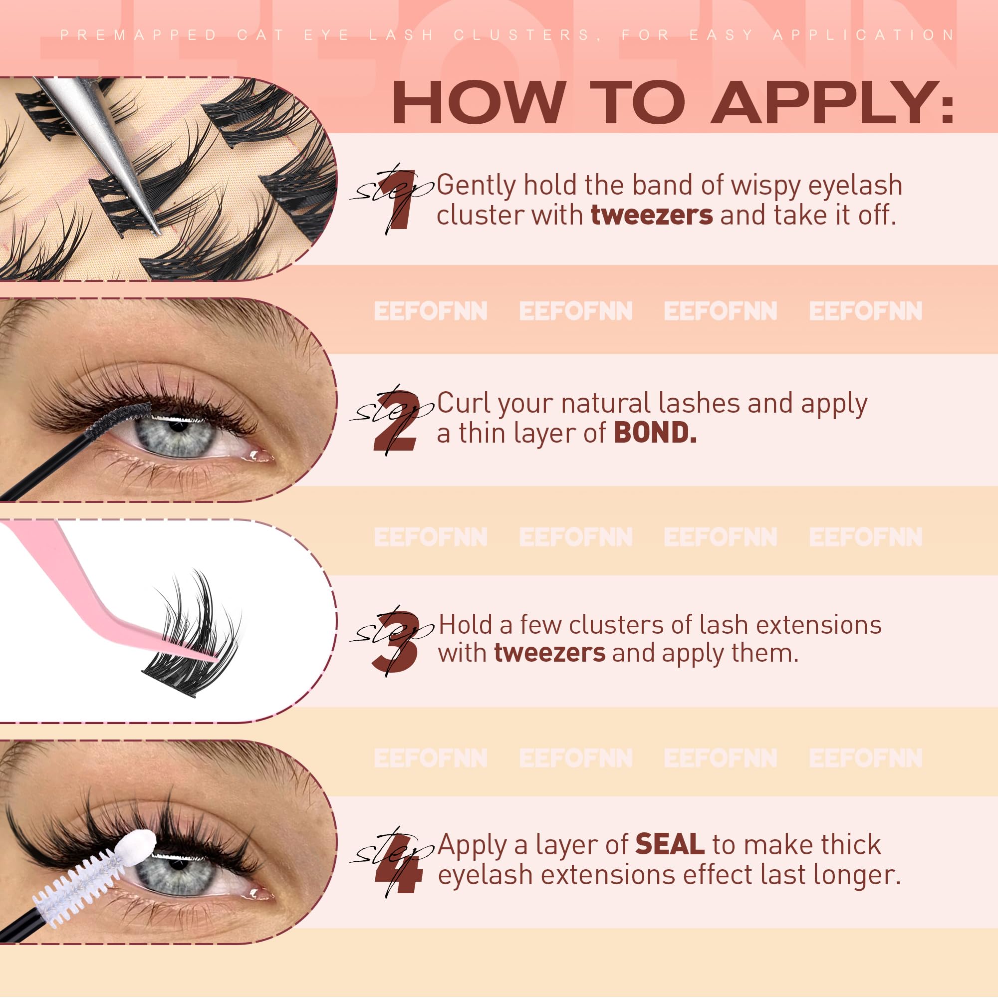 Eefofnn manga lash clusters at-home-diy kit enables easy practice.