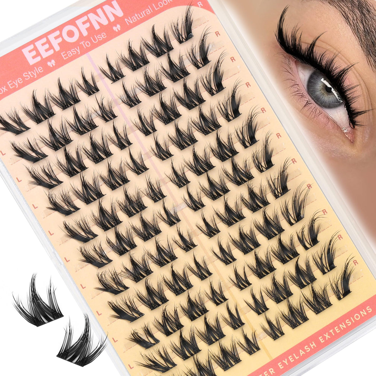 Eefofnn manga lash clusters cat-eye set enhances eye shape with quick beauty boost.