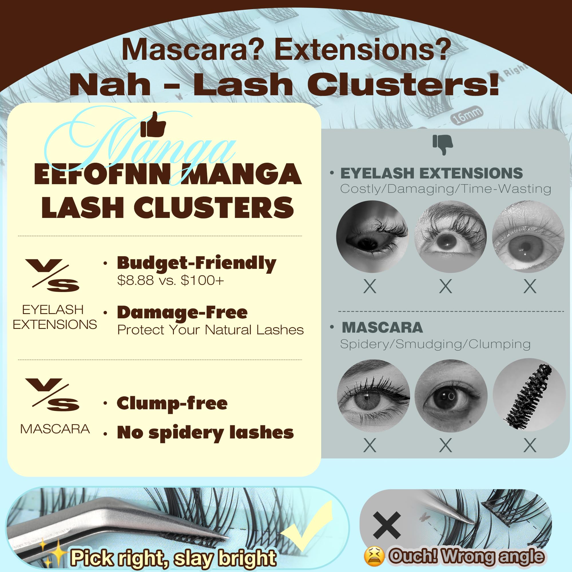 Eefofnn close up fox eye lashes showcase dramatic, camera ready detail