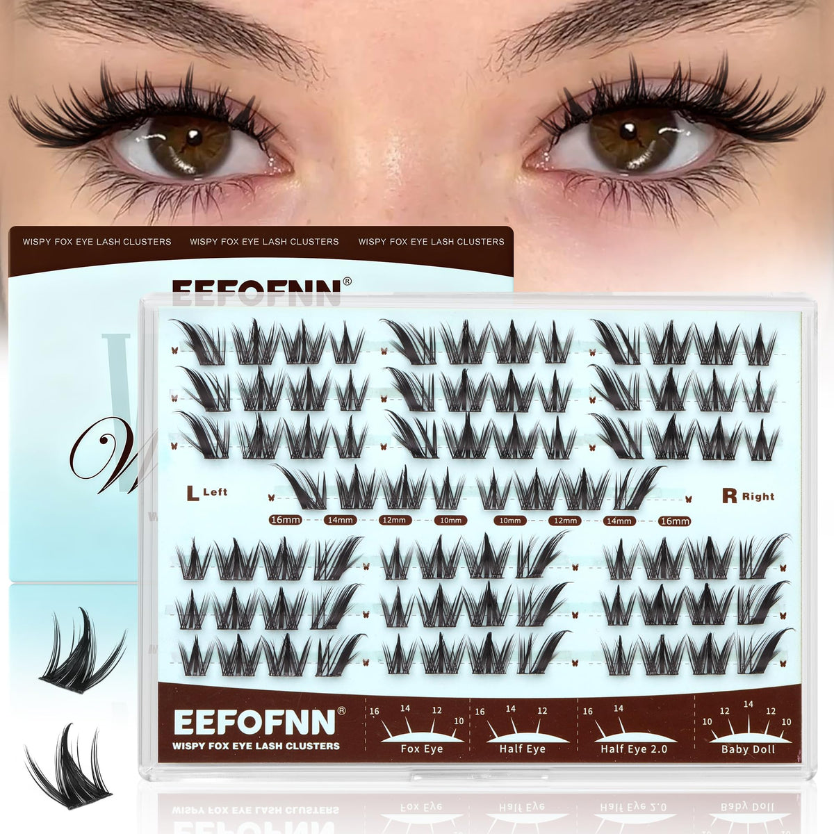 Eefofnn Manga Lash Clusters pre mapped fox eye for precise, quick application