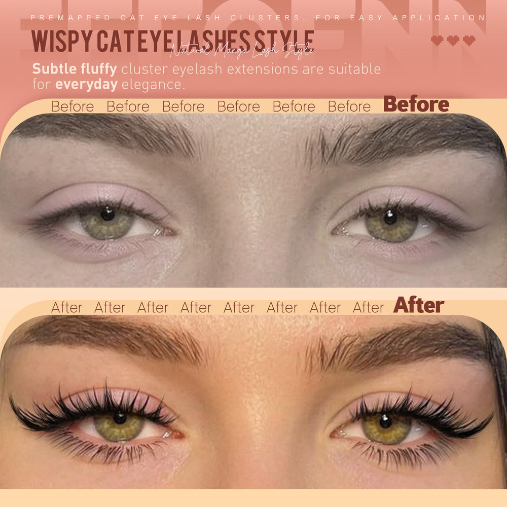 Eefofnn manga lash clusters wide-band design simplifies at-home application.
