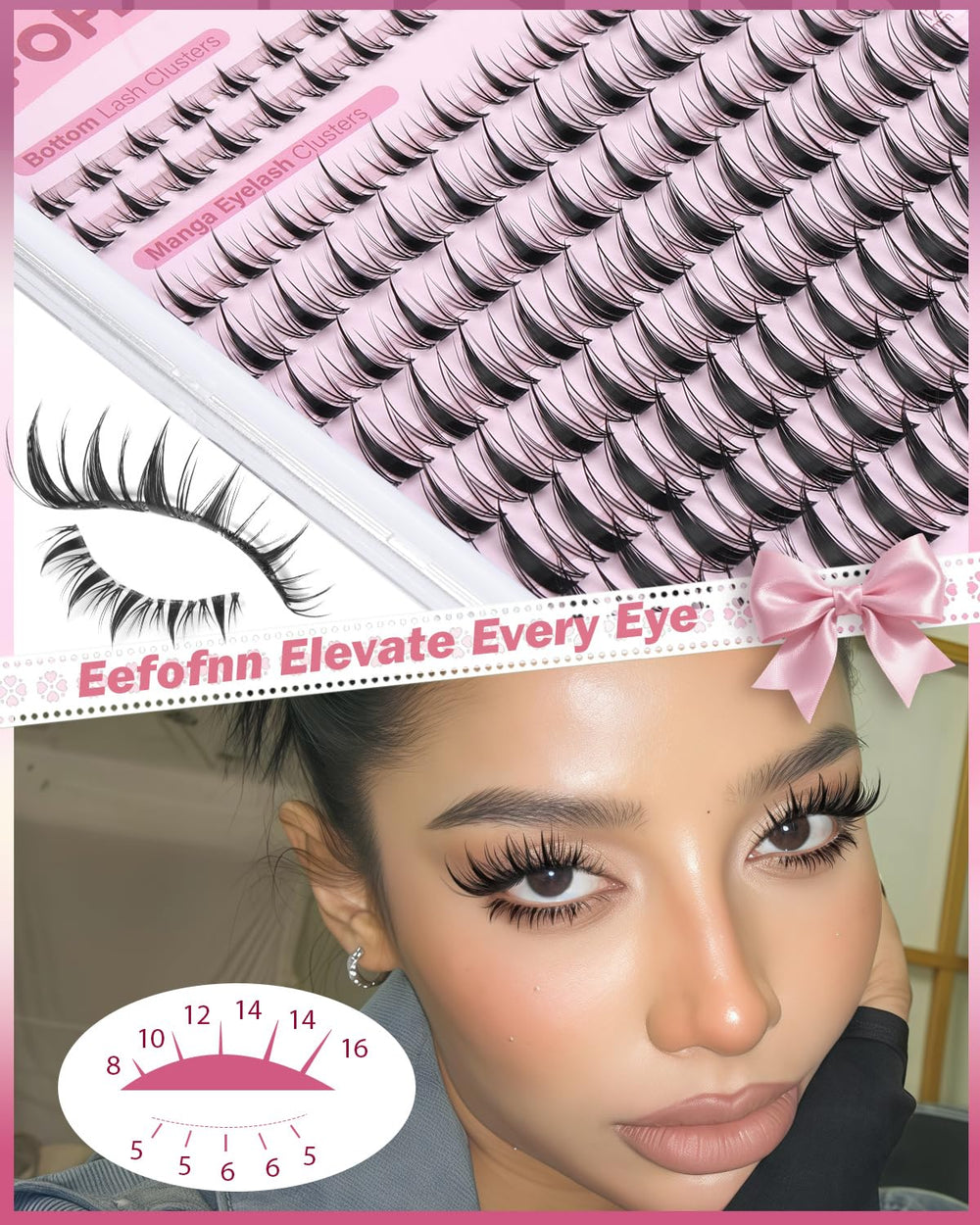 Eefofnn shape-memory spiky lashes maintain lift for hours.