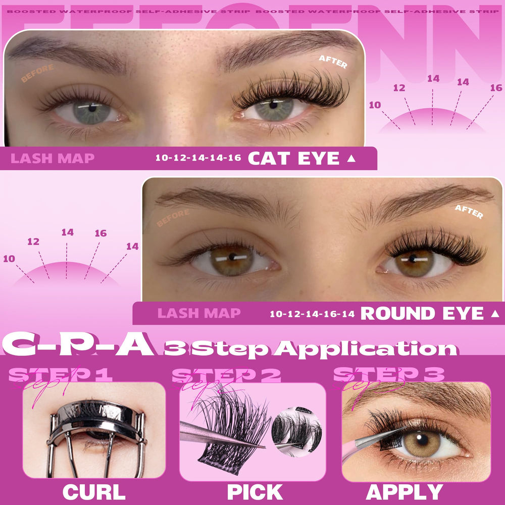 Eefofnn travel-ready lash clusters compact in a pouch for portability.