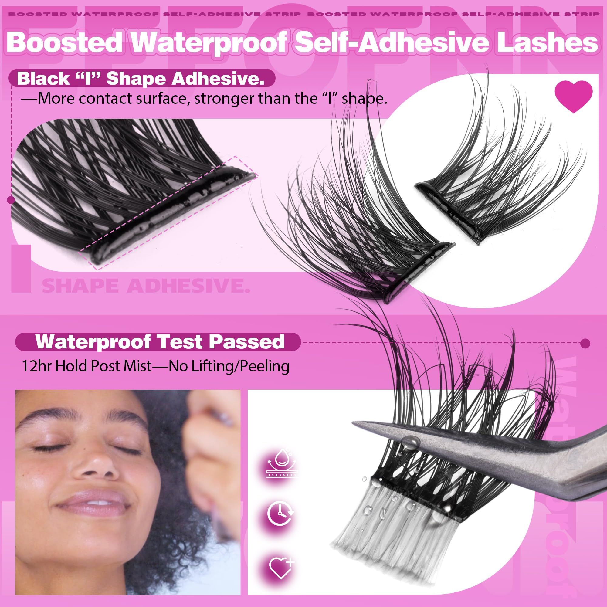 Eefofnn tweezers included help precise placement of lashes.