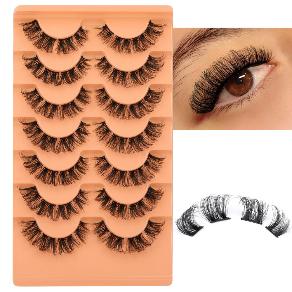 Eefofnn wispy cat-eye clusters closeup for precise, fluffy lash look