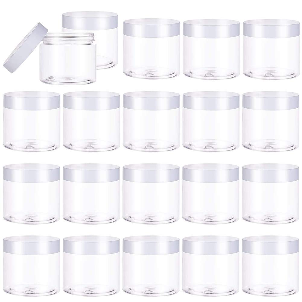 Eerrhhaq 2oz jars with white lids for cosmetics storage and easy access.