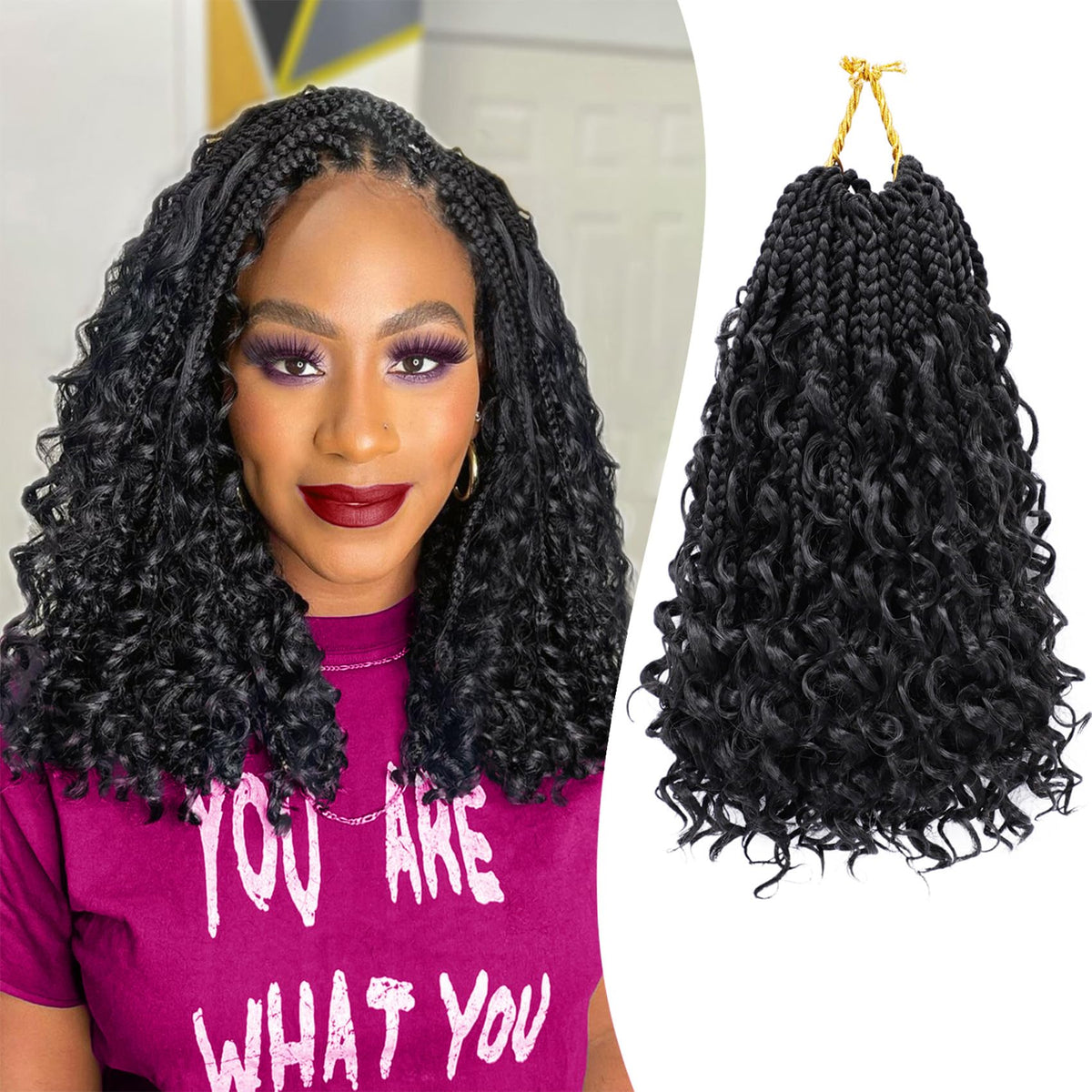 EERYA Goddess Box Braids Crochet Hair 10 inch in 1B for a bold, low-maintenance look.