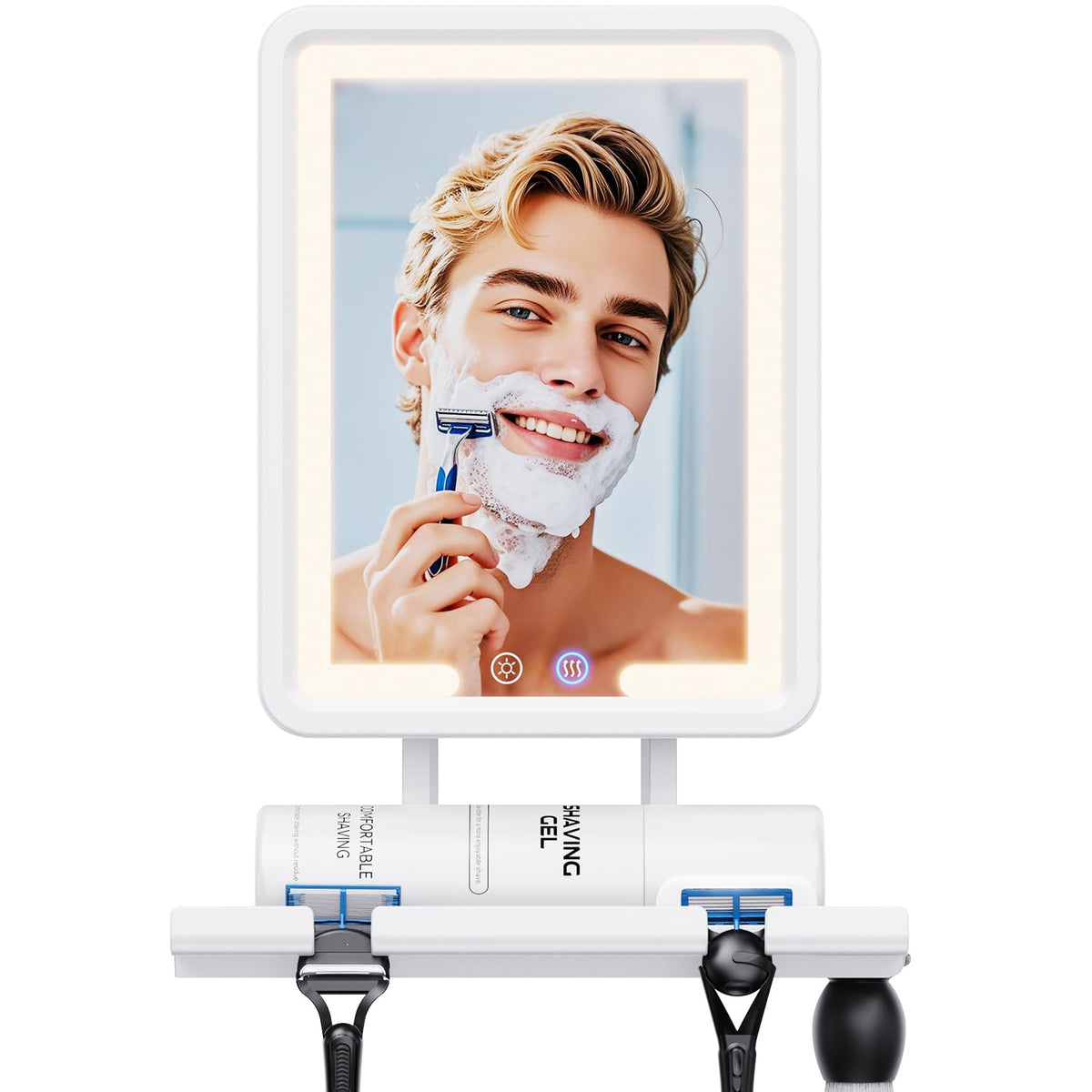 eeuuty Gen 3 fogless shower mirror front view for a clear morning shave