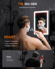 eeuuty heated shower mirror gen3 side view shows slim wall mount