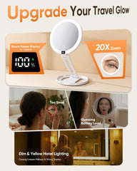 eeuuty travel makeup mirror 20x magnification enables precise brow and eyeliner work.