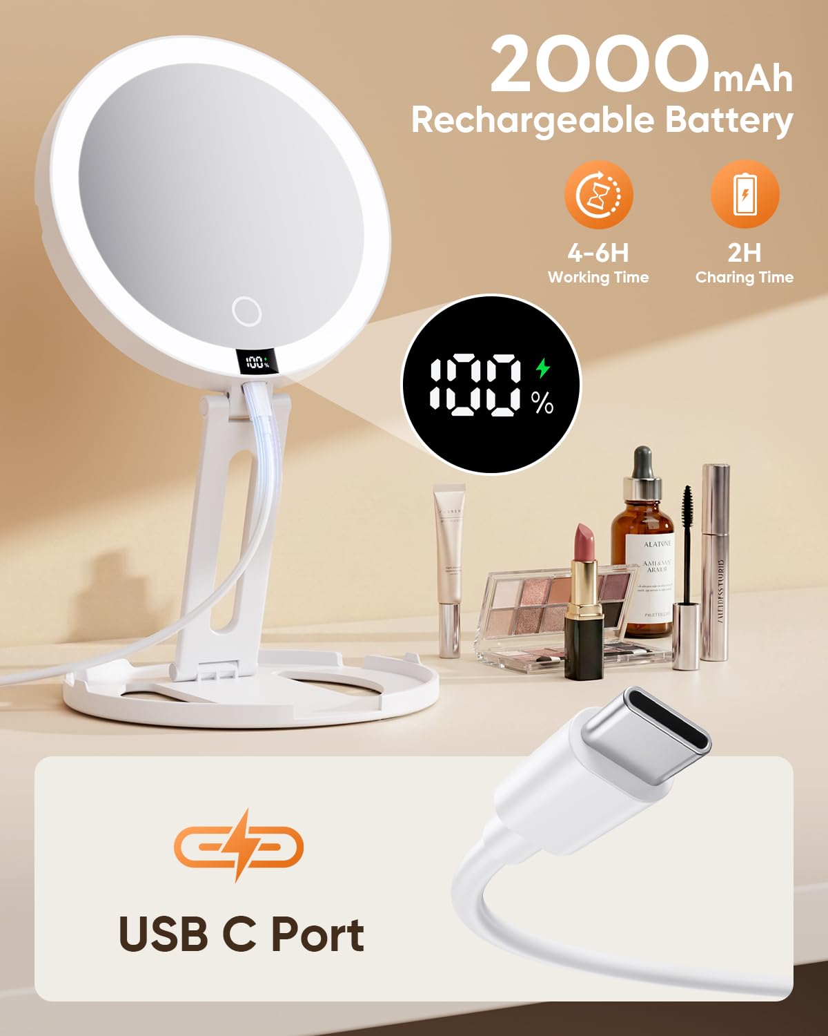 eeuuty foldable, lightweight mirror fits in bags for travel ease.