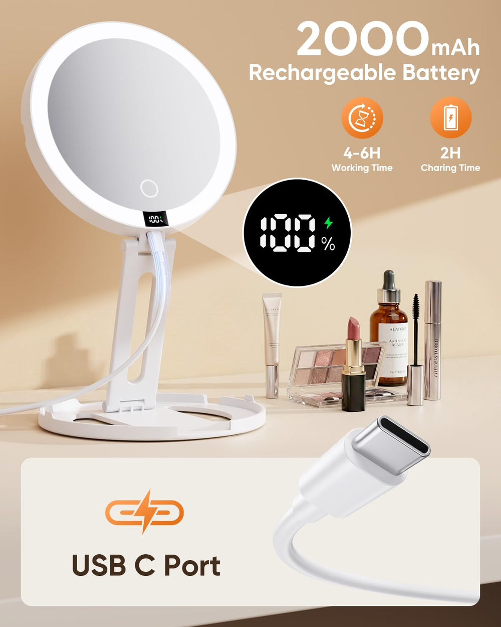 eeuuty foldable, lightweight mirror fits in bags for travel ease.