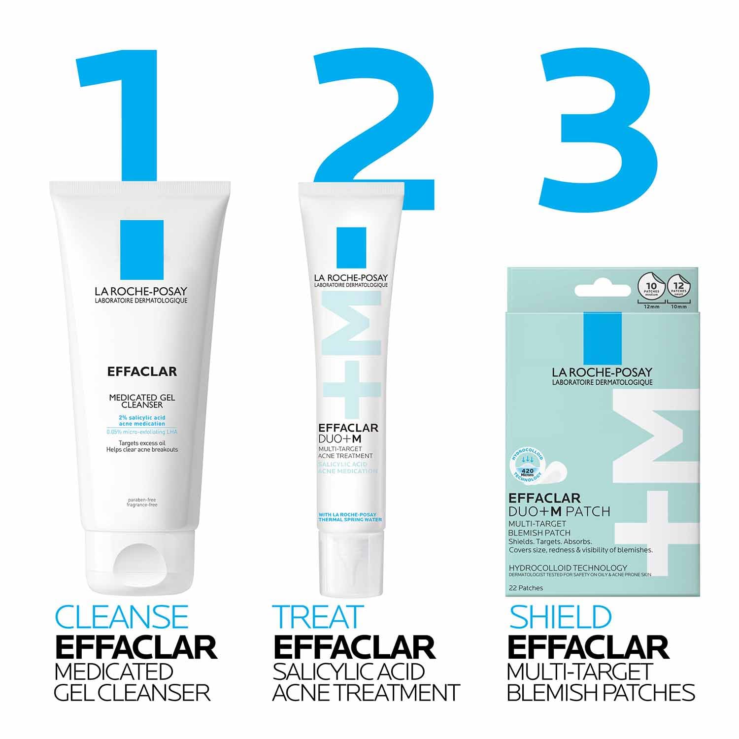 La Roche-Posay Effaclar blemish reduction and blackhead decline visuals with consistent use.