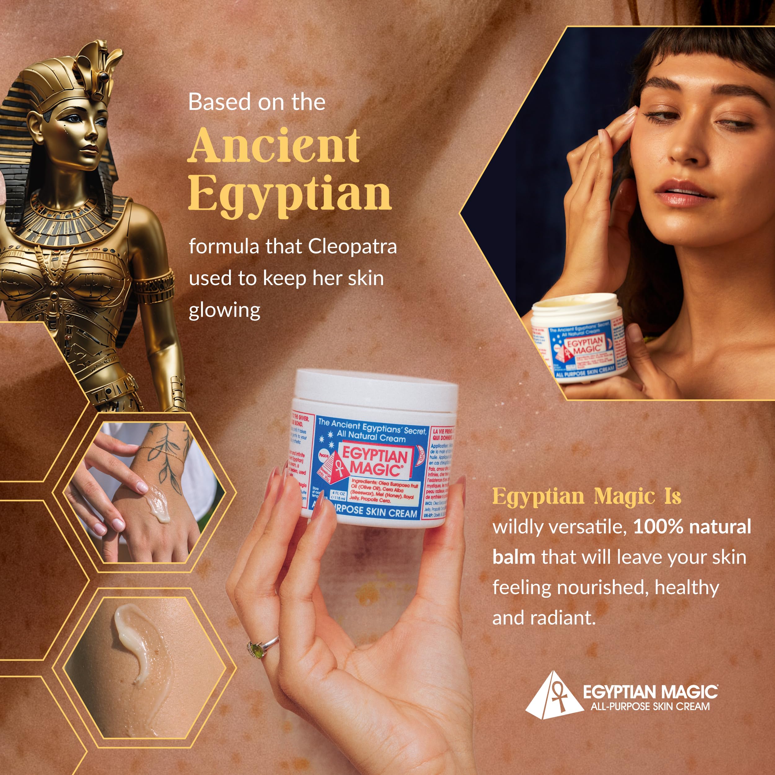Egyptian Magic body moisturizer provides all-over hydration.