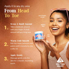 Egyptian Magic face moisturizer application demonstrating daily skin hydration