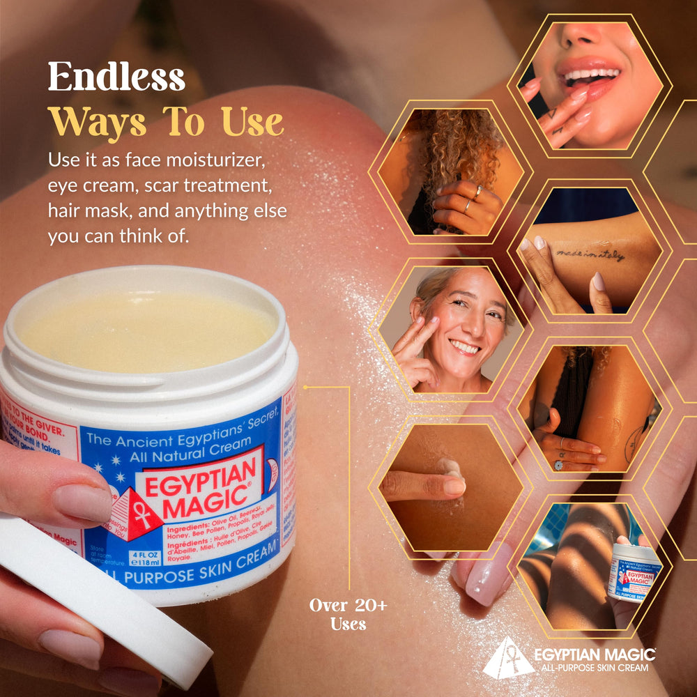 Egyptian Magic on hands delivers deep hydration for dry skin.