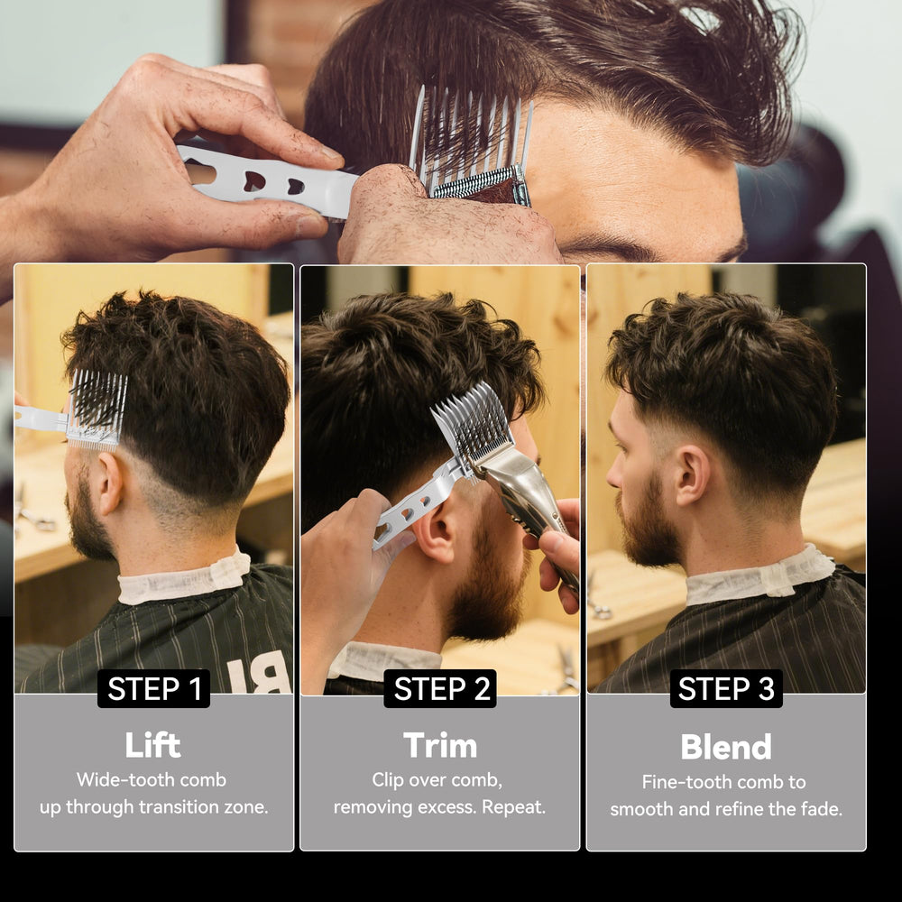 EHBELIF Blend Friend Fade Comb Black ergonomic grip aids steady trimming.