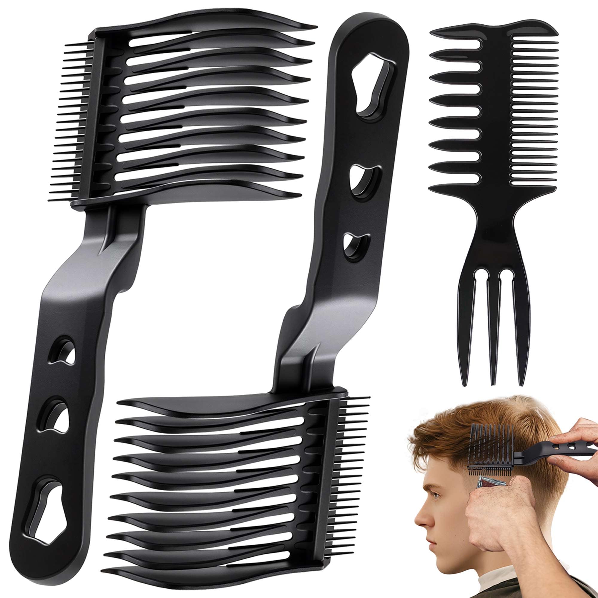 EHBELIF Blend Friend Fade Comb Set Black 3pc with ergonomic non-slip grip for precise fades.