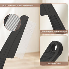 EHBELIF double-sided lice comb with rounded tips for gentle scalp soothing.