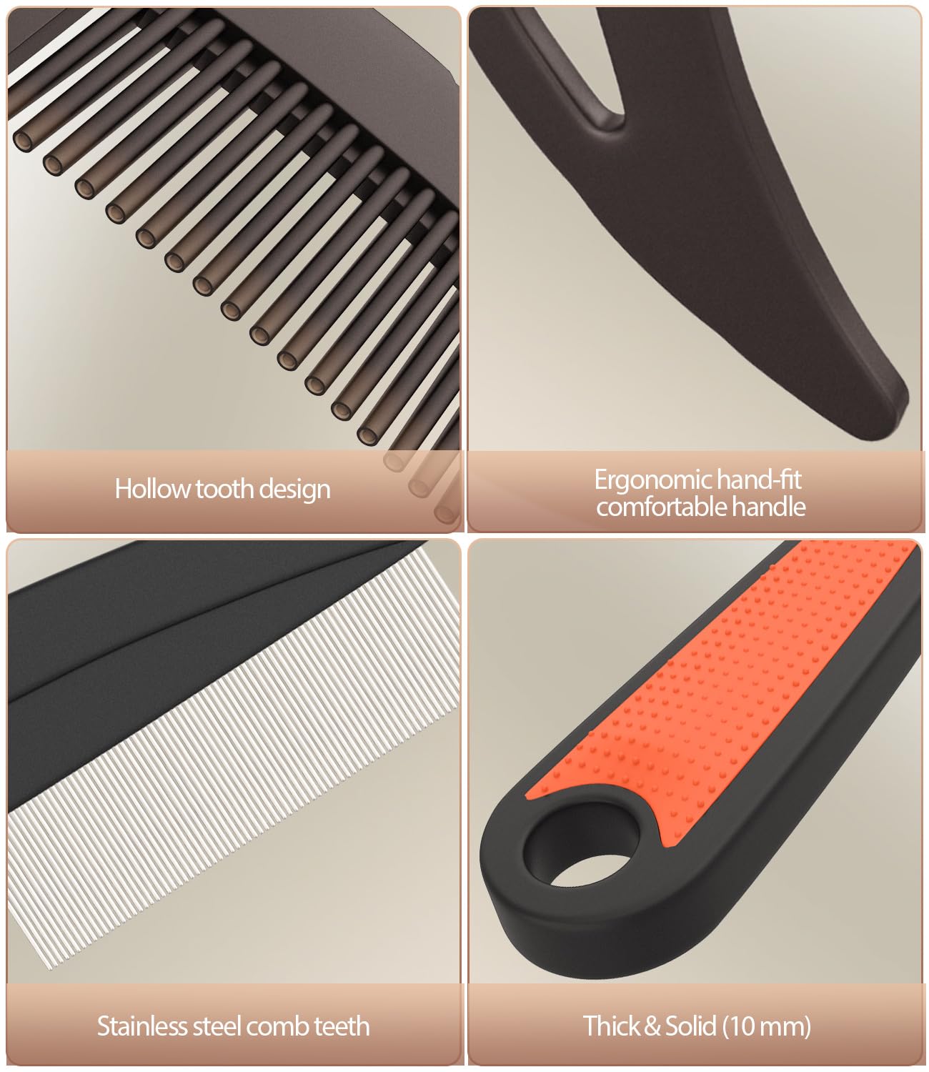 EHBELIF red long-handle comb with ergonomic grip for secure handling