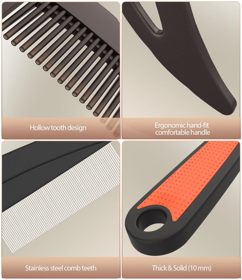 EHBELIF red long-handle comb with ergonomic grip for secure handling