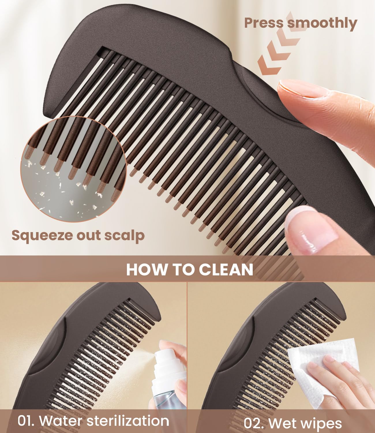 Ehbelif Scalp Detox Comb with secure grip for comfortable use.