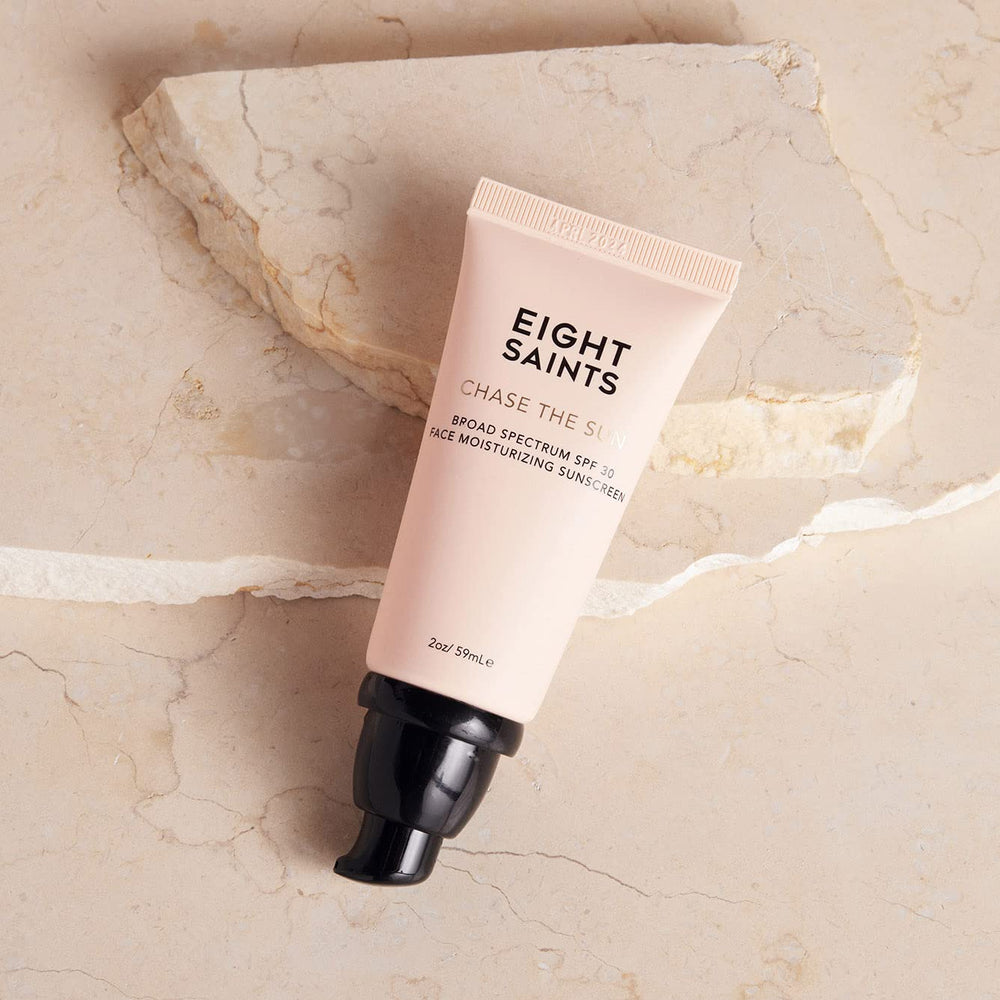 Eight Saints Chase the Sun SPF 30 bottle pump top for easy application