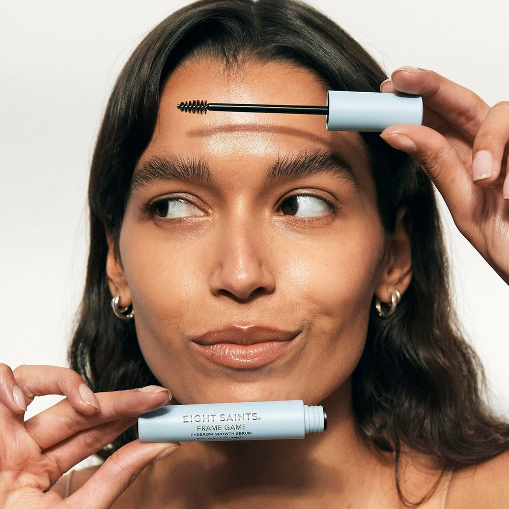 Eight Saints Frame Game applicator brush for precise brow application.