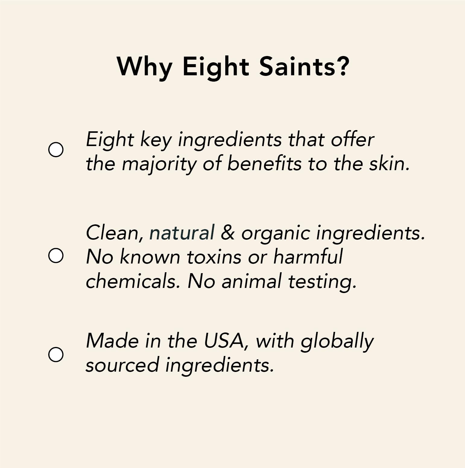 Eight Saints Night Shift gel packaging highlights USA-made quality.